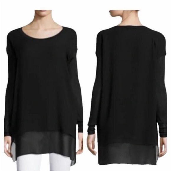 rag & bone Black Sheer Long-Sleeve Layered Tunic - Picture 2 of 7